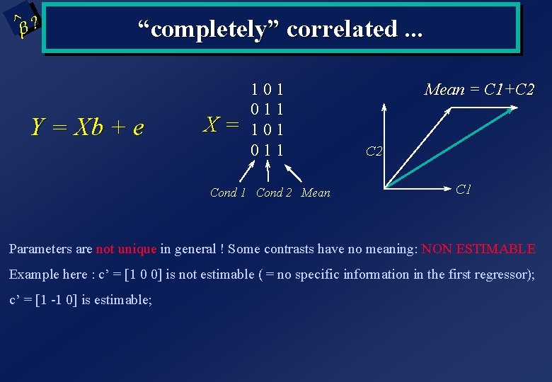 ^ ? b “completely” correlated. . . Y = Xb + e X= 101 ^ ? b “completely” correlated. . . Y = Xb + e X= 101