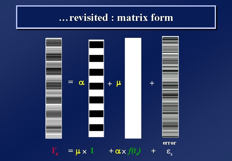 …revisited : matrix form = a Ys = m´ 1 + m + a …revisited : matrix form = a Ys = m´ 1 + m + a