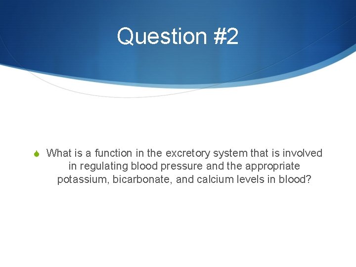Question #2 S What is a function in the excretory system that is involved