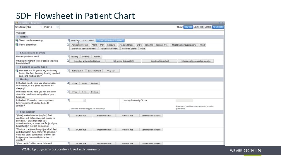 PRAPARE Social Determinants of Health in the EHR
