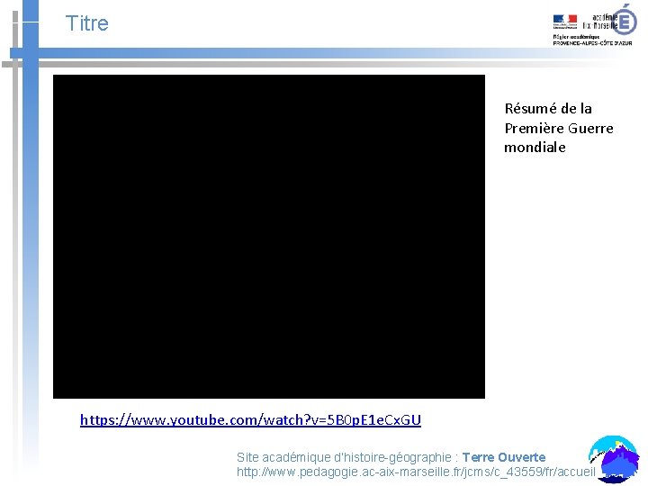 Titre Résumé de la Première Guerre mondiale https: //www. youtube. com/watch? v=5 B 0