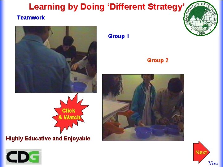 Learning by Doing ‘Different Strategy’ Teamwork Group 1 Group 2 Click & Watch Highly Learning by Doing ‘Different Strategy’ Teamwork Group 1 Group 2 Click & Watch Highly