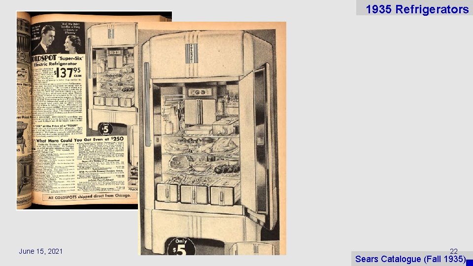 1935 Refrigerators June 15, 2021 22 Sears Catalogue (Fall 1935) 