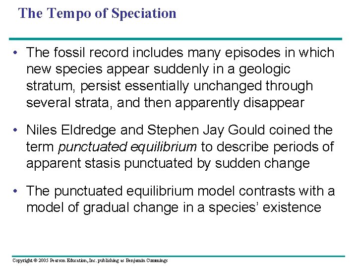 The Tempo of Speciation • The fossil record includes many episodes in which new