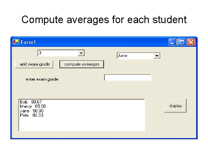 Compute averages for each student 