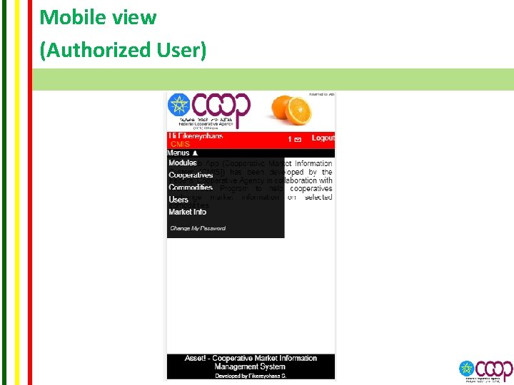 Mobile view (Authorized User) 