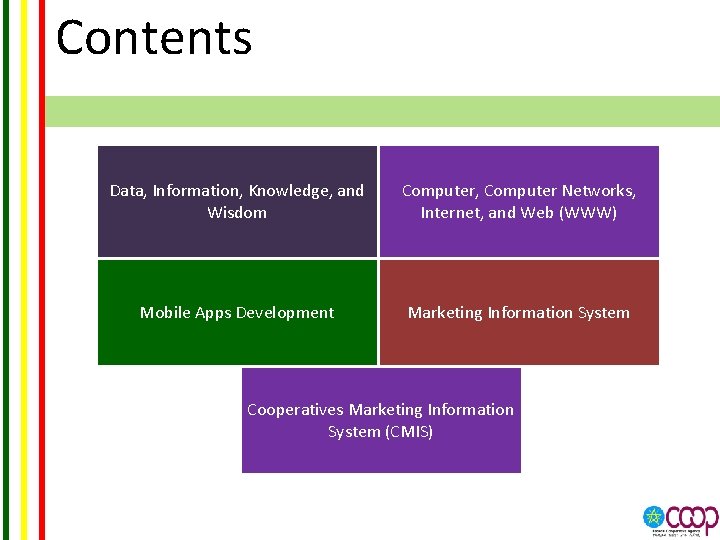 Contents Data, Information, Knowledge, and Wisdom Computer, Computer Networks, Internet, and Web (WWW) Mobile