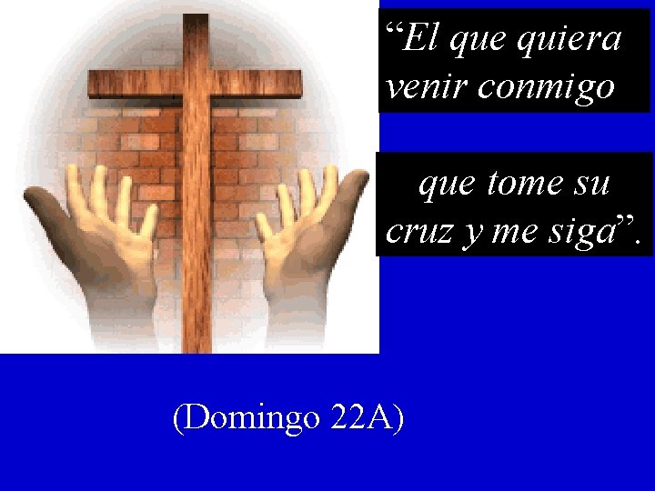 “El que quiera venir conmigo que tome su cruz y me siga”. (Domingo 22