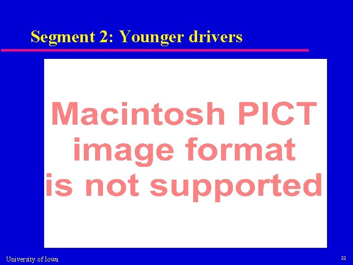Segment 2: Younger drivers University of Iowa 22 