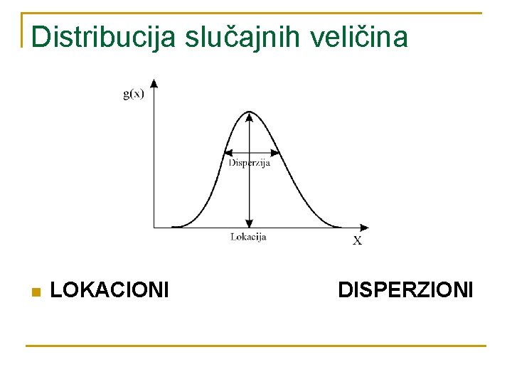 Distribucija slučajnih veličina n LOKACIONI DISPERZIONI 