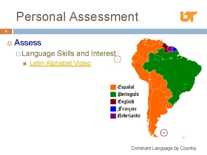Personal Assessment 6 Assess � Language Skills and Interest Latin Alphabet Video Dominant Language