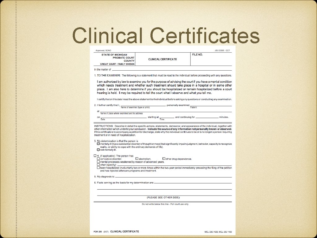 Clinical Certificates 