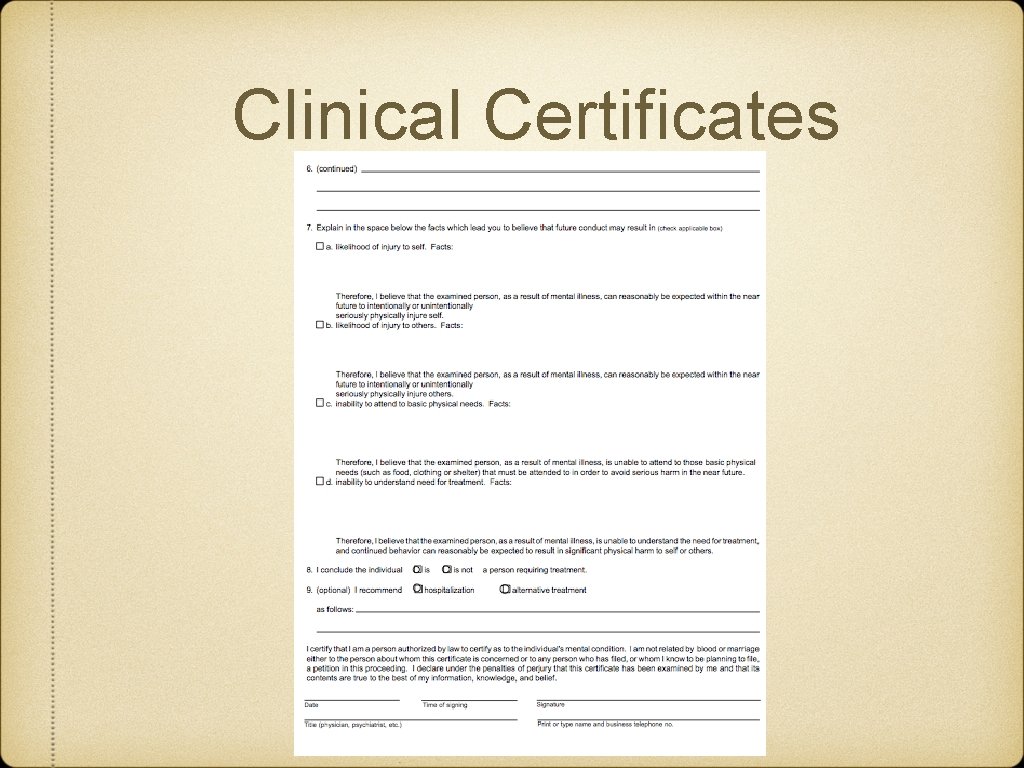 Clinical Certificates 