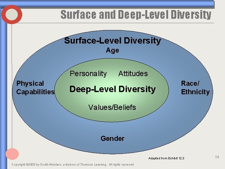 Surface and Deep-Level Diversity Surface-Level Diversity Age Personality Physical Capabilities Attitudes Deep-Level Diversity Race/