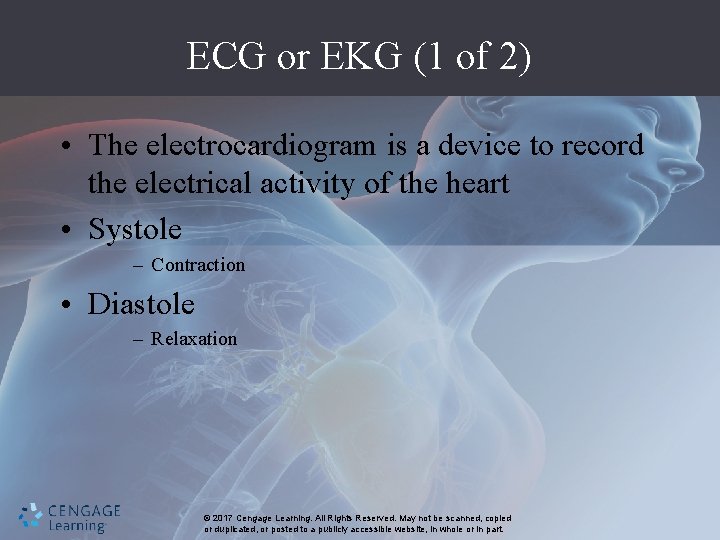 ECG or EKG (1 of 2) • The electrocardiogram is a device to record