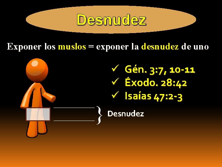 Desnudez Exponer los muslos = exponer la desnudez de uno ü ü ü Gén.