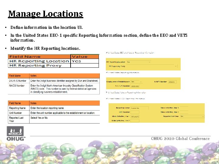 Manage Locations • Define information in the location UI. • In the United States Manage Locations • Define information in the location UI. • In the United States
