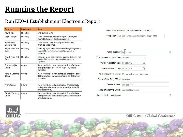 Running the Report Run EEO-1 Establishment Electronic Report Running the Report Run EEO-1 Establishment Electronic Report