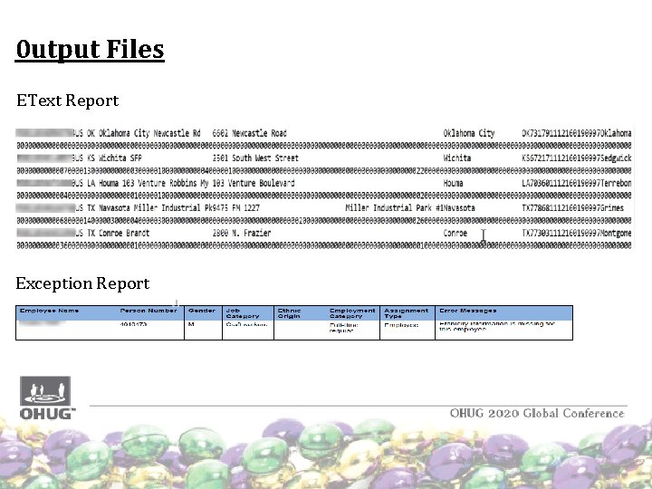 0 utput Files EText Report Exception Report 0 utput Files EText Report Exception Report