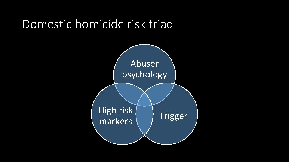 Domestic homicide risk triad Abuser psychology High risk markers Trigger 