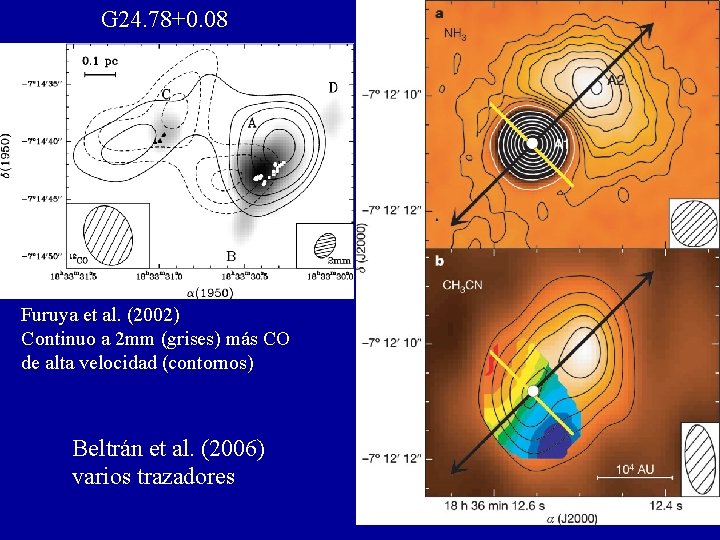 G 24. 78+0. 08 Furuya et al. (2002) Continuo a 2 mm (grises) más