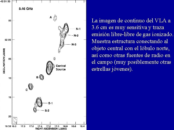 La imagen de continuo del VLA a 3. 6 cm es muy sensitiva y