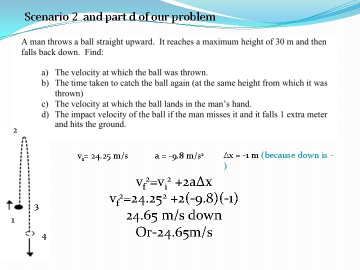 Scenario 2 and part d of our problem 2 vi= 24. 25 m/s 3 Scenario 2 and part d of our problem 2 vi= 24. 25 m/s 3
