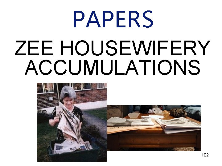 PAPERS ZEE HOUSEWIFERY ACCUMULATIONS 102 