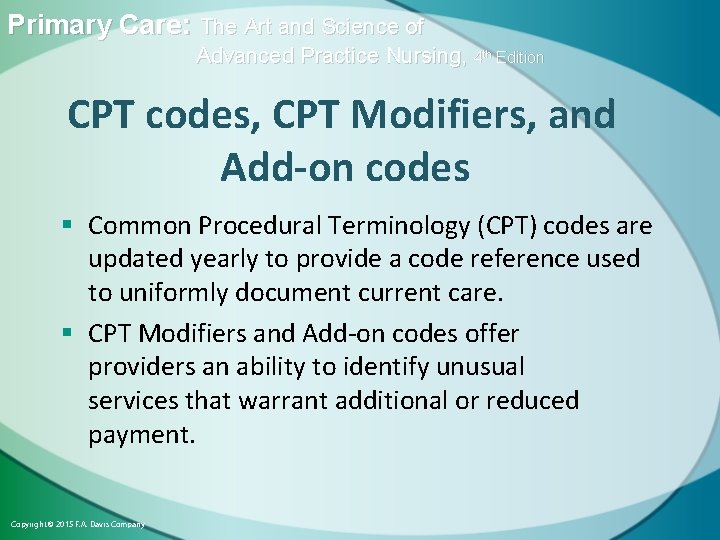 Primary Care: The Art and Science of Advanced Practice Nursing, 4 th Edition CPT