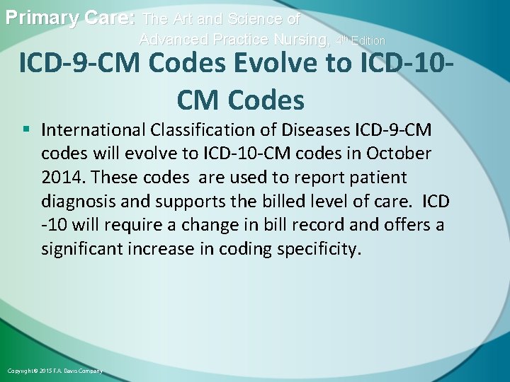 Primary Care: The Art and Science of Advanced Practice Nursing, 4 th Edition ICD-9