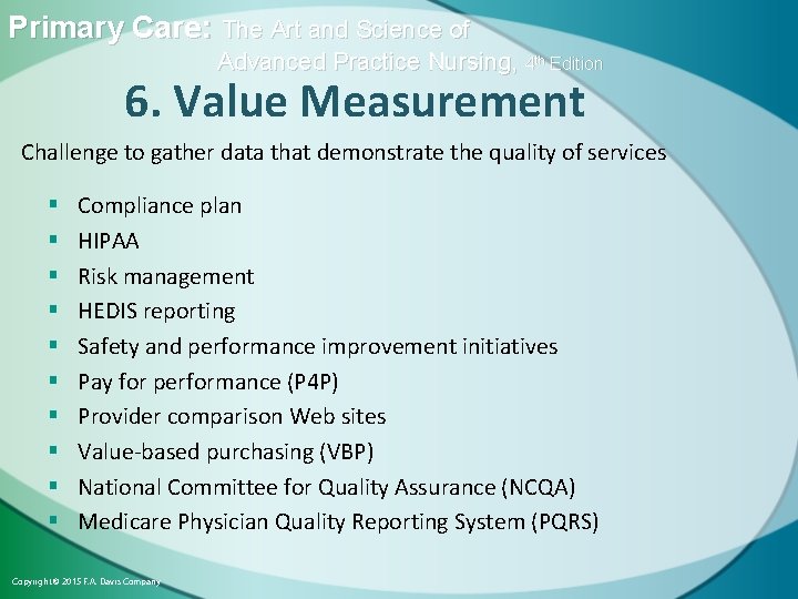 Primary Care: The Art and Science of Advanced Practice Nursing, 4 th Edition 6.