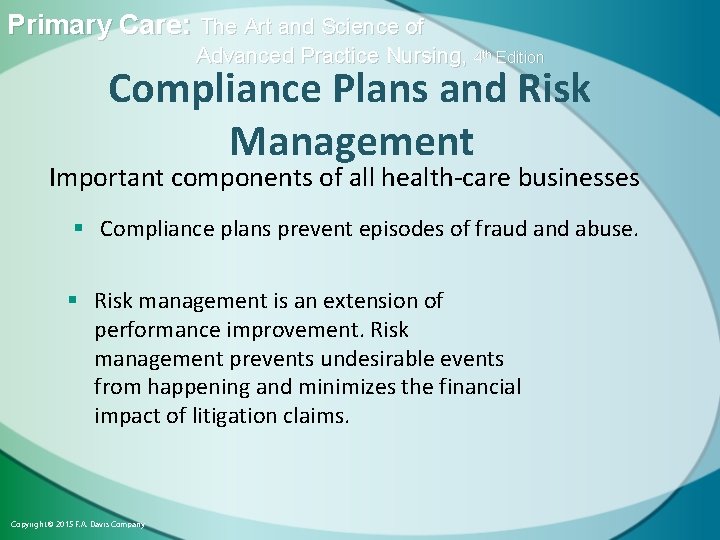 Primary Care: The Art and Science of Advanced Practice Nursing, 4 th Edition Compliance