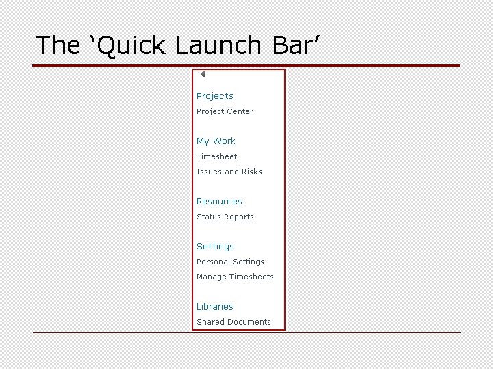 The ‘Quick Launch Bar’ 