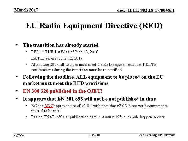 March 2017 doc. : IEEE 802. 18 -17/0048 r 1 EU Radio Equipment Directive