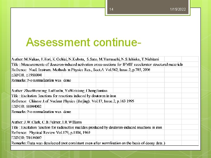 14 Assessment continue- 1/15/2022 