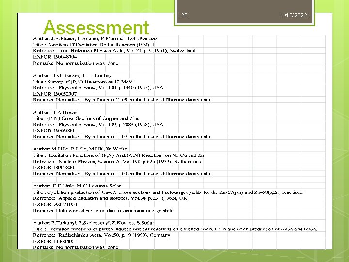 Assessment 20 1/15/2022 