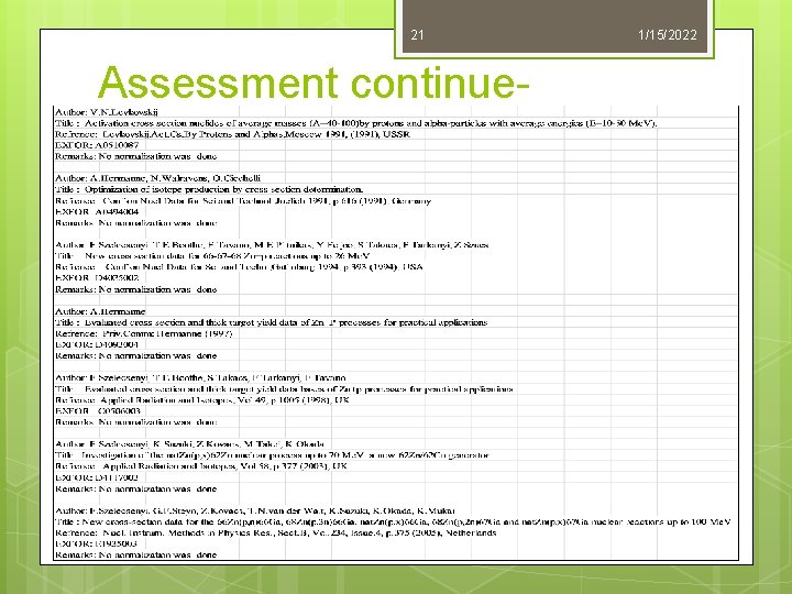 21 Assessment continue- 1/15/2022 