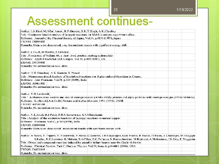 25 Assessment continues- 1/15/2022 