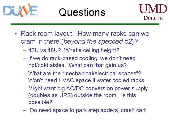 Cram Rack CUC Questions and comments Alec Habig Uof M