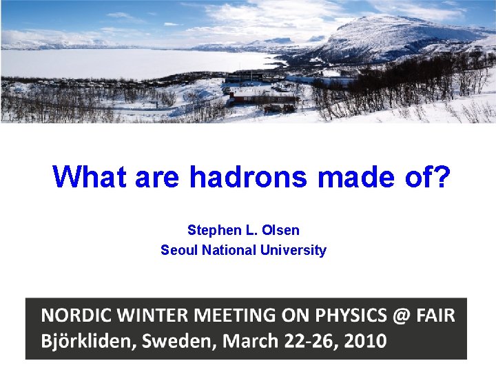 What are hadrons made of? Stephen L. Olsen Seoul National University 