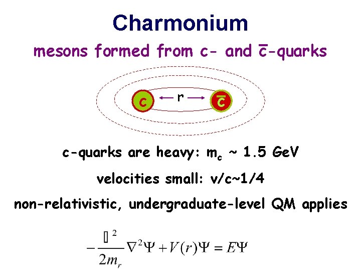 Charmonium mesons formed from c- and c-quarks c r c c-quarks are heavy: mc