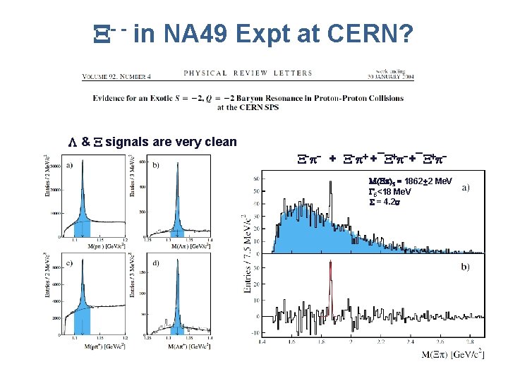  - - in NA 49 Expt at CERN? L & signals are very