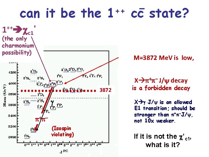 can it be the ++ 1 cc state? 1++ cc 1’ (the only charmonium
