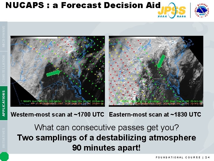 INITIATIVES APPLICATIONS CONSTELLATION MICROWAVE NUCAPS : a Forecast Decision Aid Western-most scan at ~1700