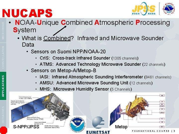  • NOAA-Unique Combined Atmospheric Processing System • What is Combined? Infrared and Microwave