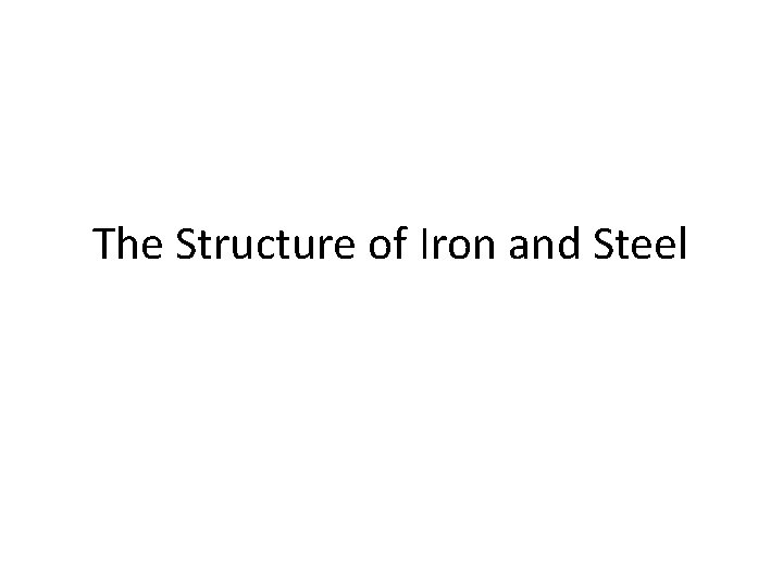 The Structure of Iron and Steel 