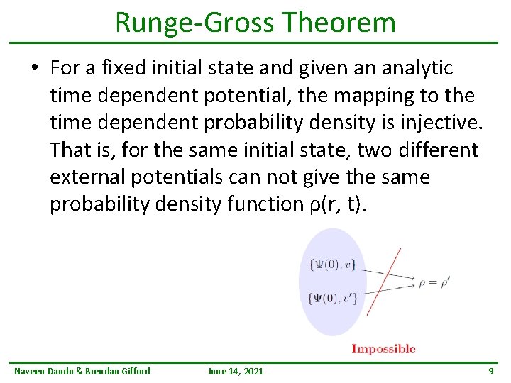 Runge-Gross Theorem • For a fixed initial state and given an analytic time dependent