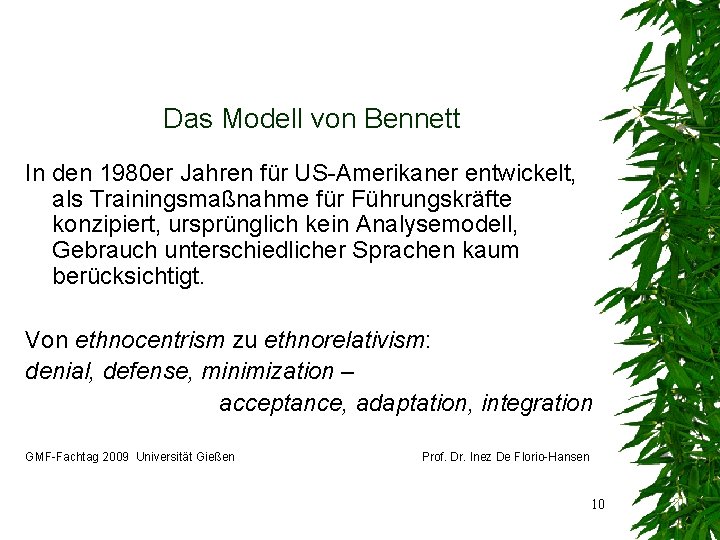 Das Modell von Bennett In den 1980 er Jahren für US-Amerikaner entwickelt, als Trainingsmaßnahme