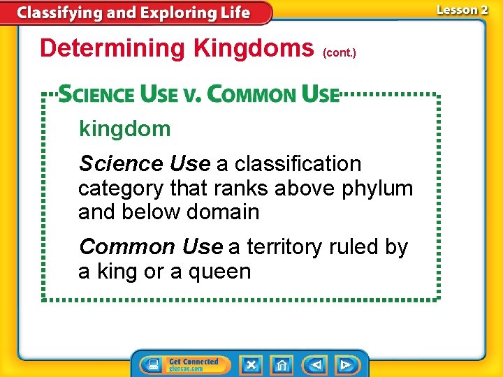 Determining Kingdoms (cont. ) kingdom Science Use a classification category that ranks above phylum