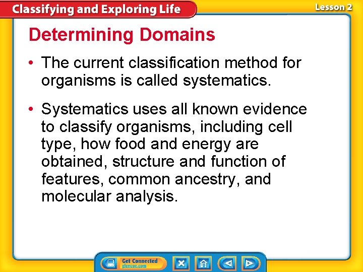 Determining Domains • The current classification method for organisms is called systematics. • Systematics